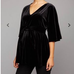 Babydoll wide sleeve velvet maternity top
